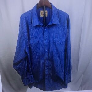 Royal Blue Striped Button Cuff Shirt